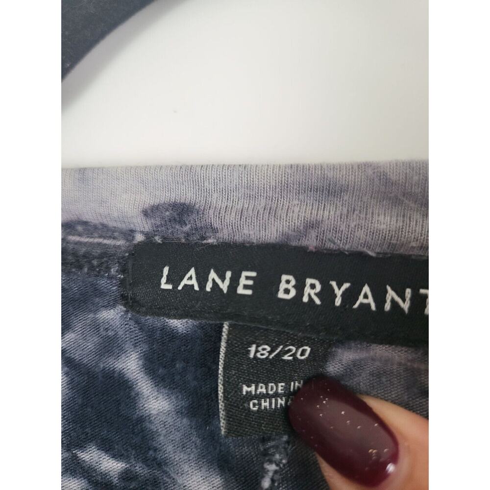 Lane Bryant Faux Button Front Top 18/20 Womens Plus Size Cap Sleeve Grey Black - Picture 6 of 10